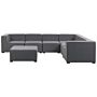 Corner Sofa Set Grey Fabric Upholstery 7 Seater With Ottoman Modular Garden Lounge Set Left Hand