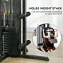 Sportnow Multi Gym Workout Station, Weight Machine With 65kg Weight Stack, Sit Up Bench, Push Up Stand, Dip Station