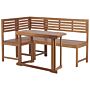 Balcony Corner Bench Set Acacia Wood Light Colour 160 X 100 Cm Folding Table Small Patio Resistant