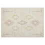 Rug Beige Cotton 140 X 200 Cm Geometric Pattern Hand Tufted Flatweave