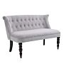 Homcom 2 Seat Sofa Lounger Couch With Wood Frame Button Tufts Carved Legs Vintage Design Compact Home Bedroom Loveseat, Grey