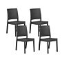 Set Of 4 Garden Dining Chairs Grey Synthetic Material Stackable Outdoor