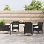 Vidaxl 5 Piece Garden Dining Set With Cushions Black Poly Rattan