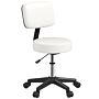 Homcom Beautician's Swivel Salon Chair W/ Padded Seat Back 5 Wheels Adjustable Height Salon Hairdressers Tattoo Spa Rolling Cushion Professional White