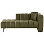 Right Hand Chaise Lounge Olive Green Velvet Upholstery Black Legs Seat Bolster Cushion