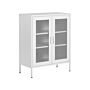 2 Door Sideboard White Steel Home Office Furniture Shelves Leg Caps