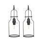 Set Of 2 Pendant Lamps Black Metal 166 Cm Frame Clear Glass Shade Retro Style Ceiling Light