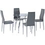 Homcom Dining Table Set For 4, Round Kitchen Table And Chairs, Glass Dining Room Table And Pu Leather Upholstered Chairs