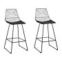 Set Of 2 Dining Chairs Black Metal Steel With Faux Leather Seat Pad