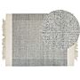 Area Rug Grey And Off-white Wool 140 X 200 Cm Rectangular Hand Woven