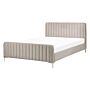 Bed Frame Taupe Velvet Eu Double Size 4ft6 Tufted Headboard Metal Legs