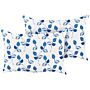 Set Of 2 Garden Cushions White And Blue Polyester 40 X 60 Cm Rectangular Leaf Pattern Motif Modern Design Throw Scatter Pillow