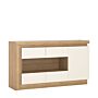 Lyon 3 Door Glazed Sideboard In Riviera Oak/white High Gloss