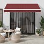 Vidaxl Manual Retractable Awning Burgundy 300x250 Cm