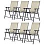 Outsunny Set Of 6 Folding Garden Chairs, Metal Frame Garden Chairs Outdoor Patio Park Dining Seat With Breathable Mesh Seat, Beige