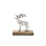 Silver Reindeer On Wood Base