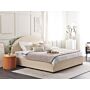 Storage Bed Beige Boucle Polyester Fabric Eu Super King Size 6ft Minimalist Retro Design Ottoman Storage