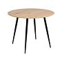 Round Dining Table Light Mdf Tabletop Metal Steel Base Legs 100 Cm 4 Seater Kitchen Furniture Beliani