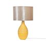 Table Lamp Yellow Ceramic 54 Cm Retro Night Light Shade Embossed Glossy