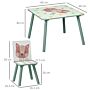 Zonekiz Kids Table And Chairs, Children Desk With 2 Chairs, 3 Pieces Toddler Activity Furniture Set, Green