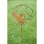 Tangle Ball On 4ft Stem With Sitting Fairy Bare Metal/ready To Rust