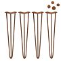 4 X 28" Hairpin Legs - 3 Prong - 10mm - Antique Copper