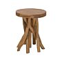 Side Table Teak Wood Natural Tree Branch Oval Bedside Rustic Raw Style Beliani