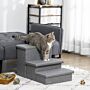 Pawhut Cat Stairs With Storage Boxes, 3 Steps Dog Stairs For Bed, Pet Ladder For Couch Sofa, Easy Installation, 63.5 X 42.5 X 40.5 Cm, Light Grey