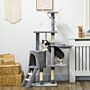 Pawhut Cat Scratching Post Cat Tree For Indoor Cats Climbing Tower Scratcher W/ Ladder Kitty Activity Centre 135cm Grey