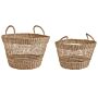 Set Of 2 Baskets Natural Seagrass With Handles Woven