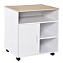 Homcom Multi-storage Printer Stand Unit Office Desk Side Mobile Storage W/ Wheels Modern Style 60l X 50w X 65.5h Cm - Oak