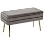 Storage Bedroom Bench Grey Velvet Fabric Upholstery Golden Legs