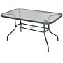 Outsunny Aquatex Glass Garden Table Curved Metal Frame W/ Parasol Hole 4 Legs Outdoor Dining Sturdy Balcony Friends Family Tempered Grey