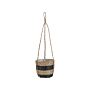 Hanging Plant Pot Natural With Black Seagrass 64 Cm Home Accessory Planter