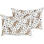 Set Of 2 Garden Cushions Multicolour Polyester 40 X 60 Cm Rectangular Tiger Pattern Motif Modern Design Throw Scatter Pillow