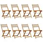 Vidaxl Folding Garden Chairs 8 Pcs Beige Poly Rattan And Solid Wood