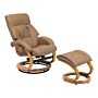 Recliner Armchair Beige With Footstool Faux Leather Upholstered Heated Massage Wooden Frame Adjustable Back Retro Design Beliani