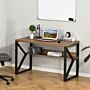 Homcom Writing Desk Computer Table Home Office Pc Laptop Workstation Storage Shelf Black Brown Wood Effect