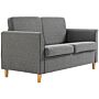 Homcom Compact Loveseat Sofa, Modern 2 Seater Sofa For Living Room With Wood Legs And Armrests, Grey