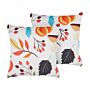 Set Of 2 Scatter Cushions Multicolour Polyester Velvet 45 X 45 Cm Autumn Motif Removable Cover With Filling