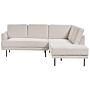 Left Hand Corner Sofa Polyester Light Beige 4-seater Upholstered Metal Legs Woven Fabric Cushioned Back Minimalist Modern Beliani