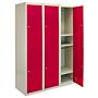 3 X Metal Storage Lockers - Two Doors, Red - Flatpack