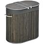 Homcom Bamboo Laundry Basket With Lid, 100 Litres Laundry Hamper With 2 Sections, Removable Washable Lining, Washing Baskets, 62.5 X 37 X 60.5cm, Grey