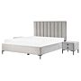 Bedroom Set Grey Velvet Eu King Size 5ft3 Bed With Storage 2 Bedside Tables Upholstered Beliani