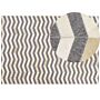 Area Rug Grey And Beige Jacquard Cowhide Leather Geometric Chevron Pattern Retro 160 X 230 Cm