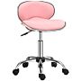 Homcom Adjustable Rolling Swivel Beauty Salon Chair, Stool For Spa, Pink