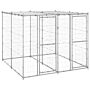 Vidaxl Outdoor Dog Kennel Galvanised Steel With Roof 4.84 M²