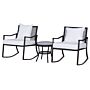 Outsunny 2 Seater Rattan Bistro Set 2 Rocking Armchair With Pillow Cushion & Tempered Glass Round Coffee Table Wicker Weave Furniture, Brown