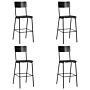 Vidaxl Bar Chairs 4 Pcs Black Solid Plywood Steel