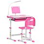 Homcom Kids Desk And Chair Set, Height Adjustable Study Desk With Usb Lamp, Storage Drawer For Study, Pink And White